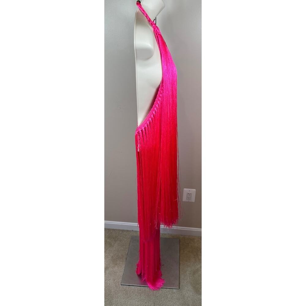 ANDREA ALMEIDA Bel Crochet Fringe Tiered Pink Maxi Dress Size XS/S - Picture 10 of 15